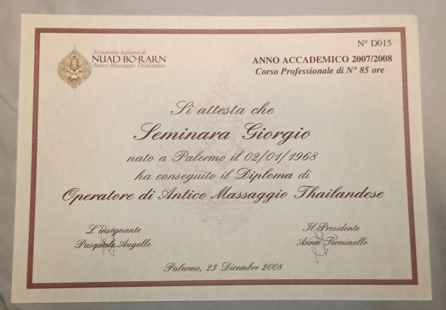 Operatore di Antico Massaggio Thailandese — 85 ore — Accademia Italiana Nuad Bo-Rarn