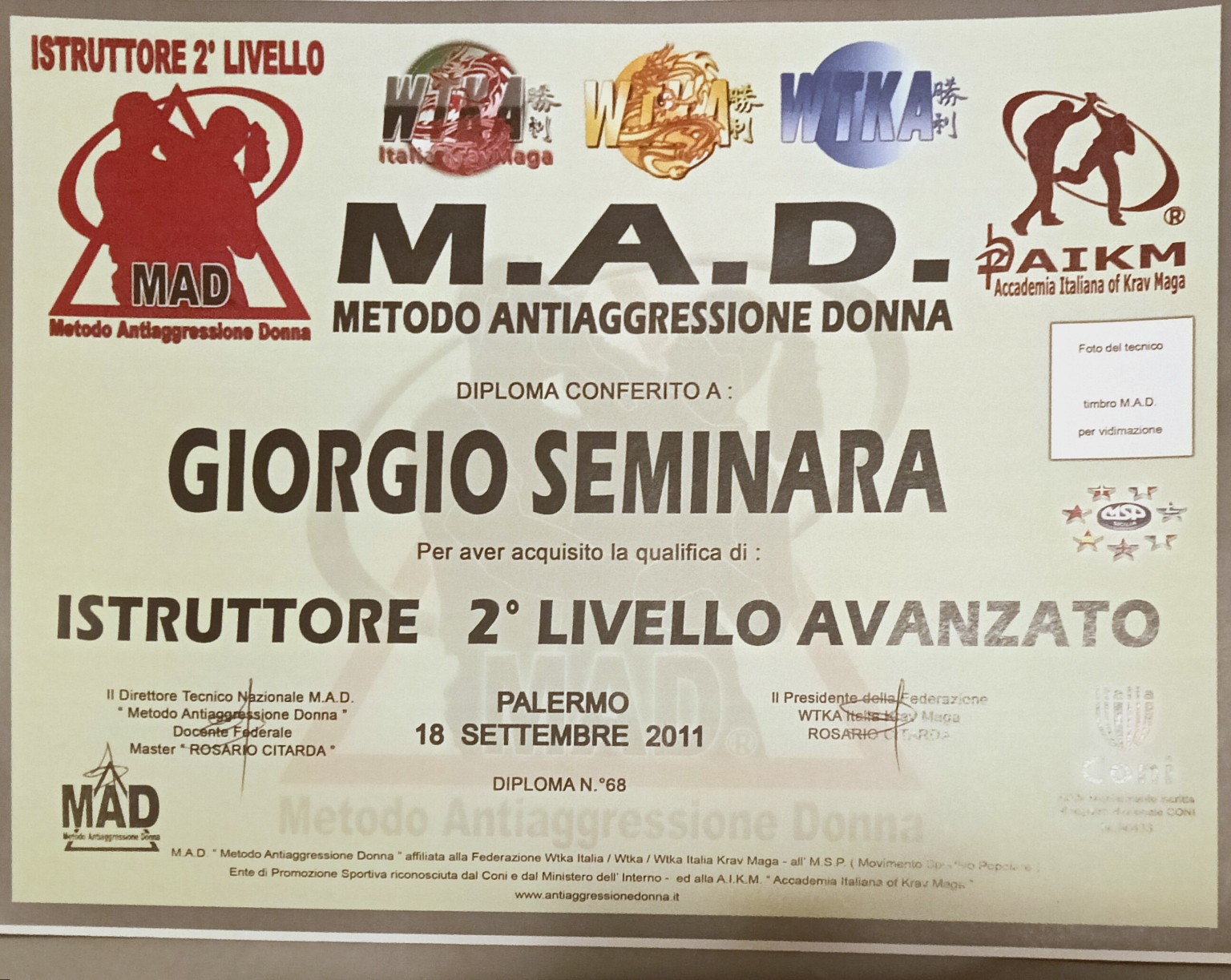 Istruttore Antiaggressione Donna — 2° livello avanzato — Metodo Antiaggressione Donna / AIKM