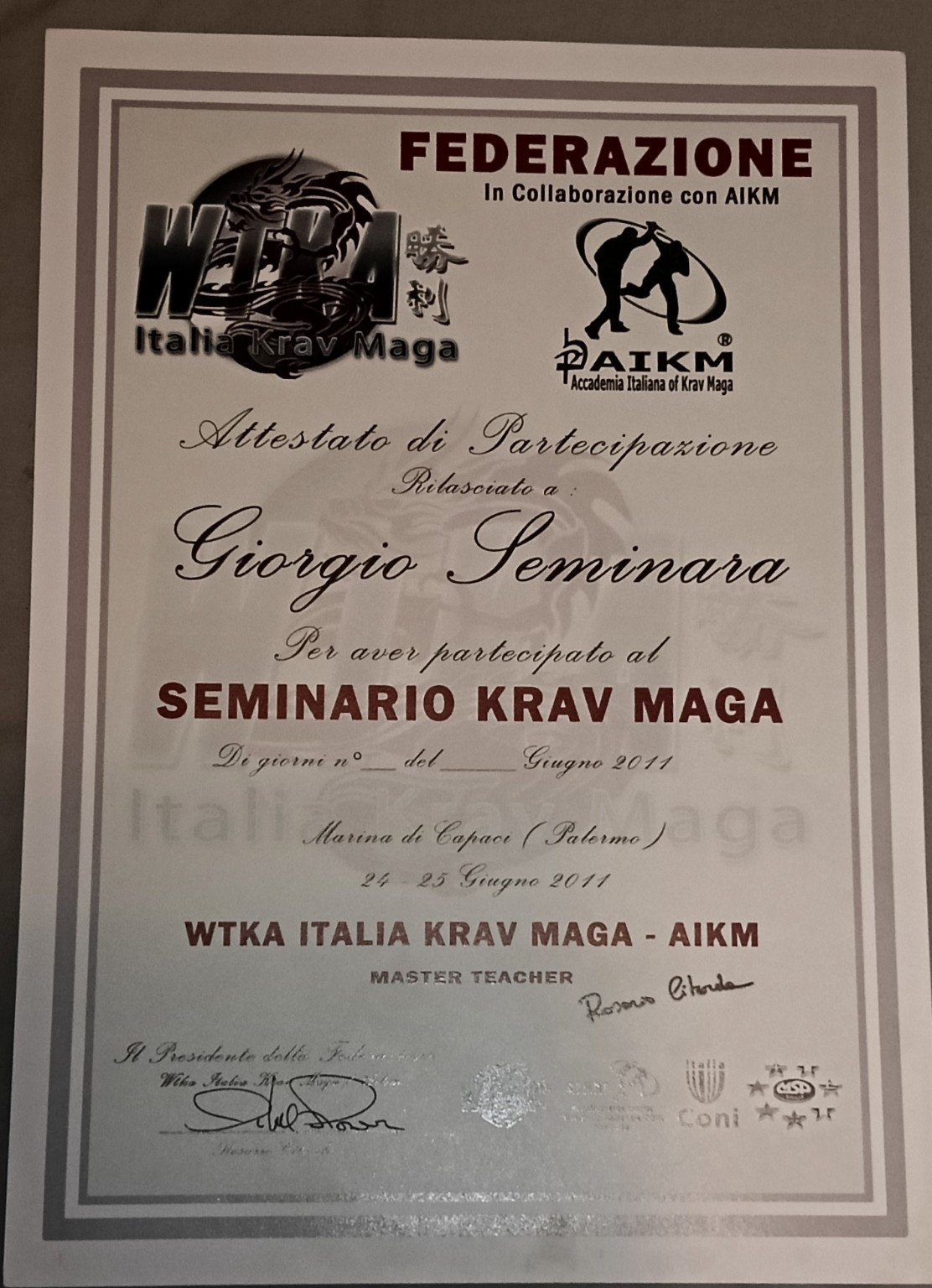 Seminario Krav Maga — Federazione WTKA Italia Krav Maga / AIKM