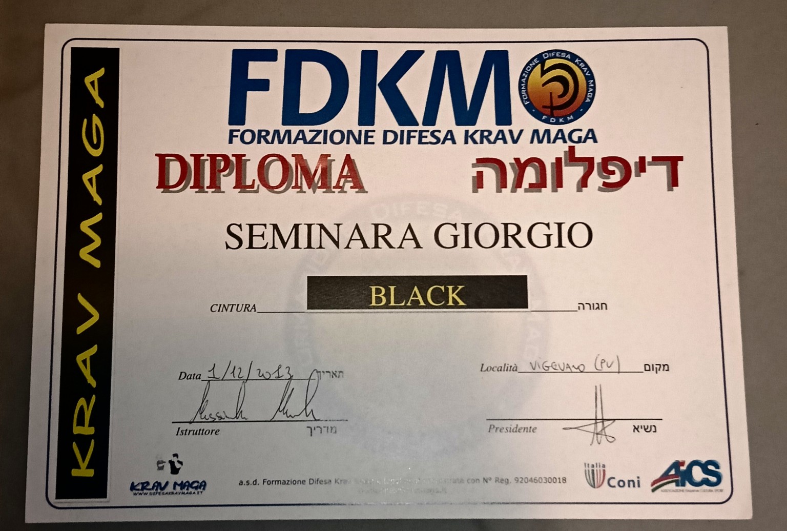 Cintura nera Krav Maga — FDKM — Formazione Difesa Krav Maga