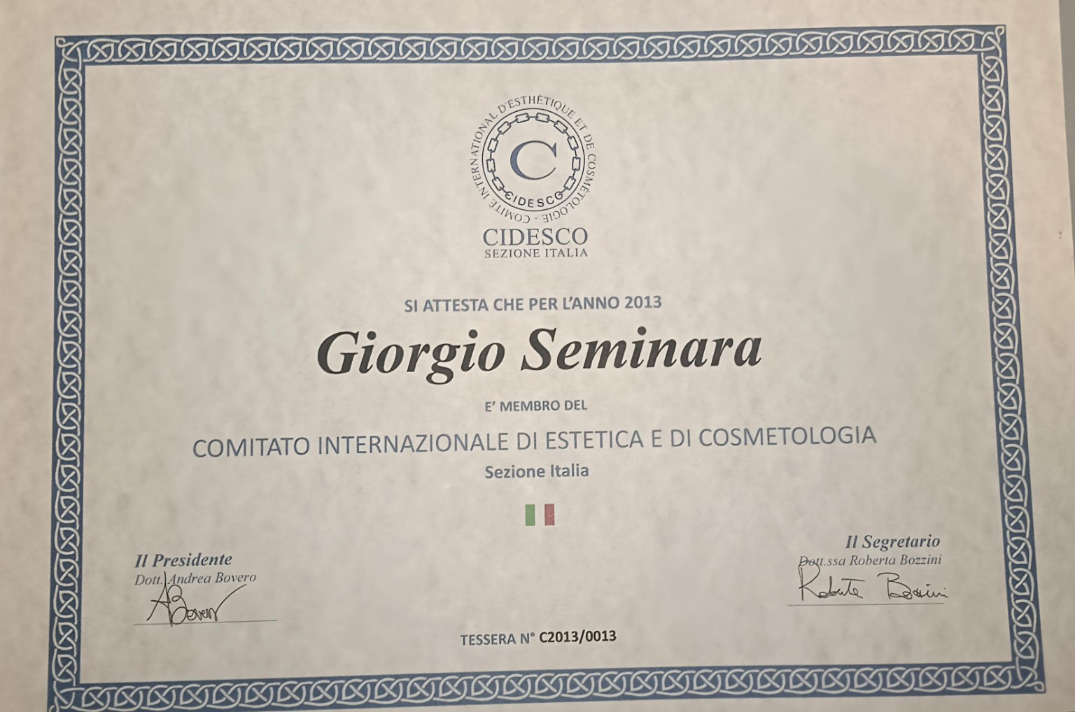 Membro CIDESCO — Comitato Internazionale di Estetica e Cosmetologia — CIDESCO Sezione Italia