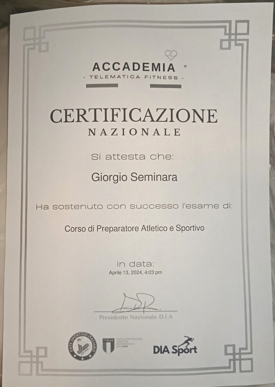 Preparatore Atletico e Sportivo — certificazione nazionale — Accademia Telematica Fitness