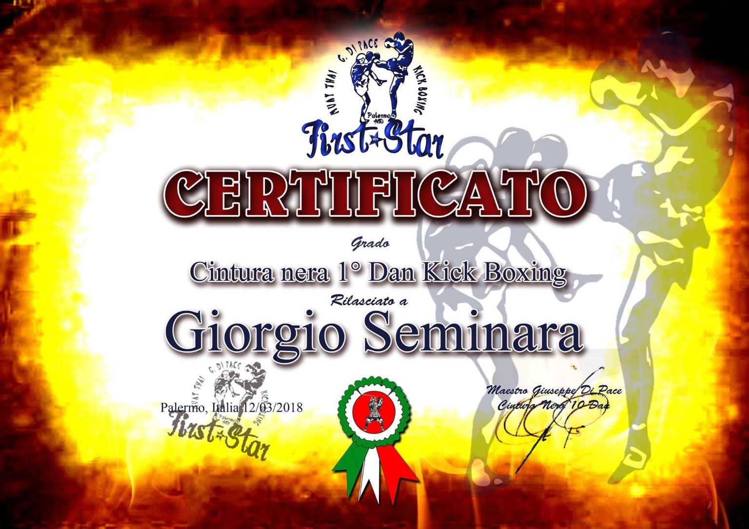 Cintura nera 1° Dan di Kick Boxing — Association First Star